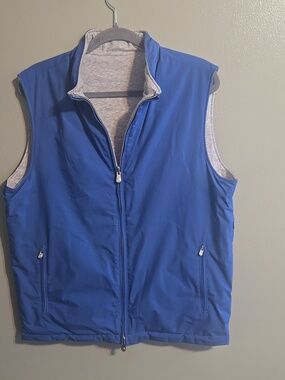Peter Millar Men's Blue Zip Up Quilted Crown Soft Reversible Golf Vest Size M-